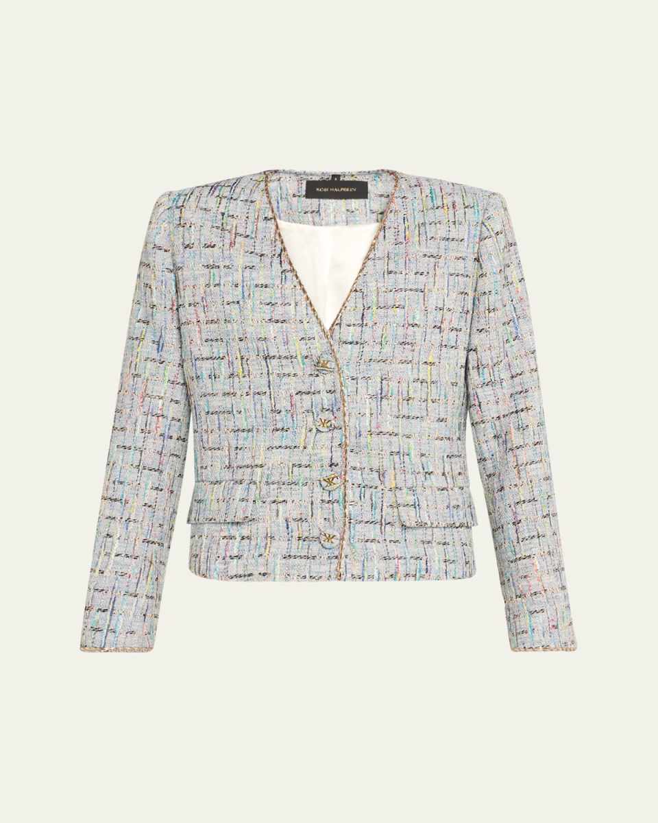 Lily Metallic-Trim Tweed Jacket